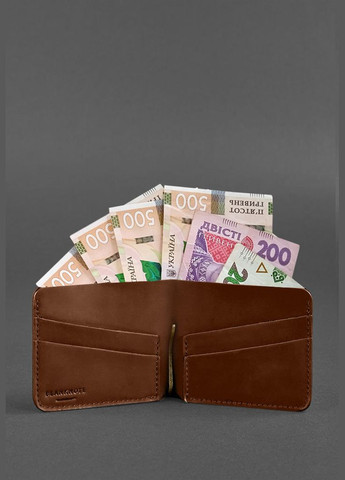 Шкіряне портмоне 4.4 (з затиском) світло-коричневий Crazy Horse (A-028063) BlankNote (328444969)