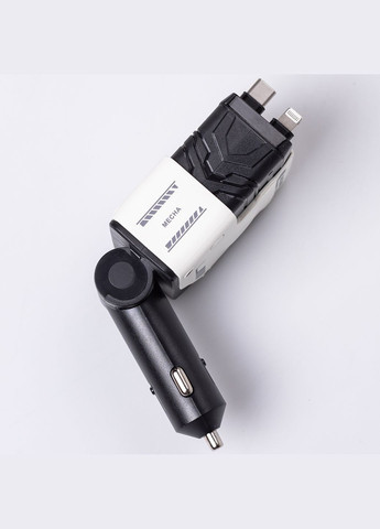 Автомобильное зарядное устройство 4 в 1 с выдвижным кабелем, белое No Brand (328440687)