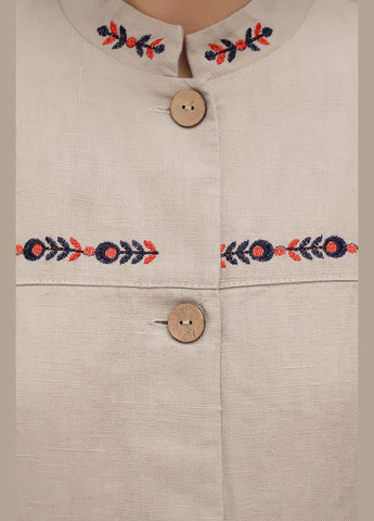 Вишитий лляний жіночий жакет із орнаментом на ґудзиках без підкладки з кишенями Флейта., р., код 5432/52/999 ГАЛЕРЕЯ ЛЬОНУ (333164578)