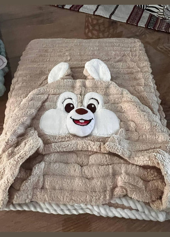 Рушник дитячий з мікрофібри з капюшоном куточок для купання 110x110 см Капучіно (П4К-rai-kutochok-001-01) No Brand комбінований