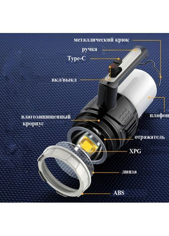 Аккумуляторный фонарь - лампа CH-22031 водонепроницаемый (USB-Type C) с крючком, кемпинговый фонарь-лампа No Brand (369144566)