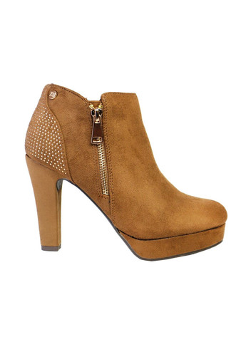 Коричневые демисезонные замшевые ботильоны со стразами 38 коричневый XTI