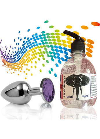 Анальна пробка S з прозорим каменем і лубрикант анальний 7.5*2.8 см No Brand (340914551)