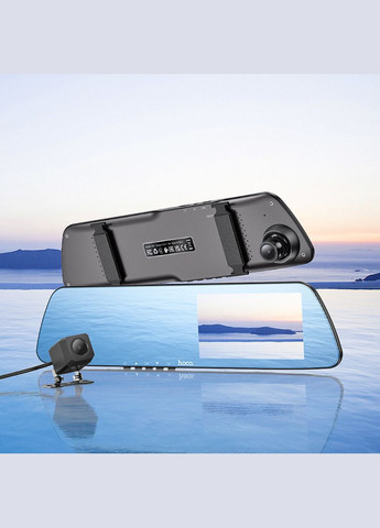 Відеореєстратор DV4 4.5-inch rearview mirror driving recorder(dual-channel) Black (6942007616782 ) Hoco (302801457)