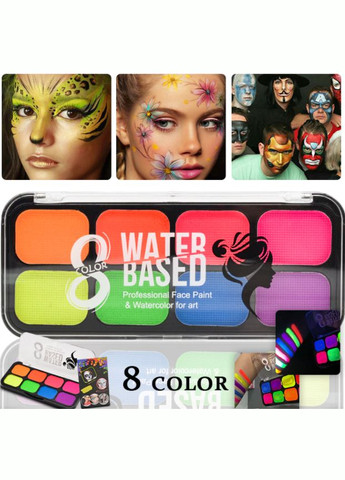 Аквагрим неоновый 8 цветов палитра Papa Kiss (302241686)