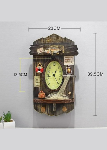 Ключница дерево с часами настенная 41 x 20 см коричневый (1756374554) No Brand (329851856)
