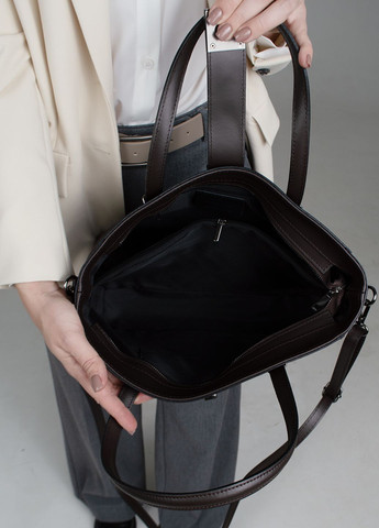 Сумка жіноча шкіряна для документів А4 шоколадна 01738 офісна Virginia Conti (303543562)