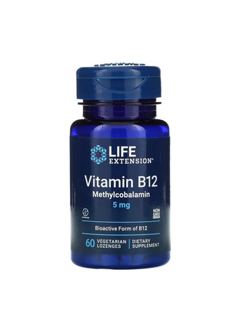 Витамин Б-12 Vitamin B12 Methylcobalamin 5мг - 60 леденцов Life Extension (285813554)