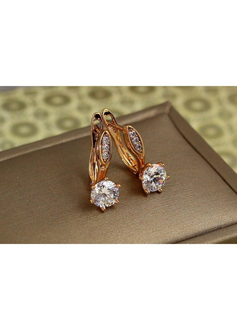 Сережки соло із білим каменем 1,7 см золотисті love-shopping Xuping Jewelry (354657911)