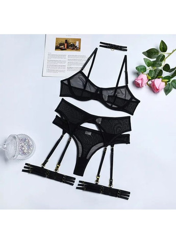 Чорний демісезонний яскравий і створювальні еротичний комплект спідньой білизни. мереживний комплект с поясом.. China