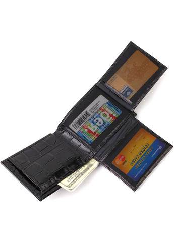 Модний гаманець для чоловіків з натуральної шкіри з тисненням під крокодила 21925 Чорний Canpellini (298568760)