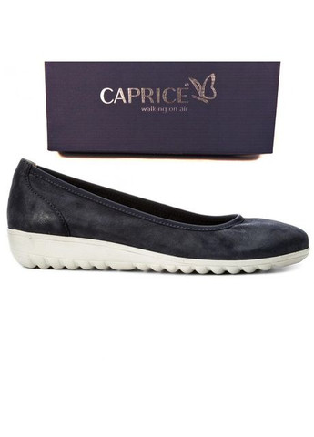 Женские женские балетки на танкетке тм Caprice | синие натуральный нубук (338228768)