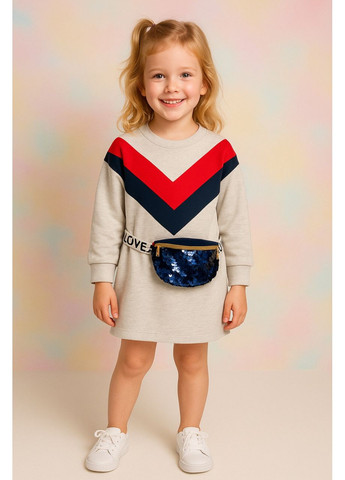 Сіра дитяче плаття для дівчинки з бананкою, бежевого кольору, на 3,4,5,6,7 років A+ (370438992)