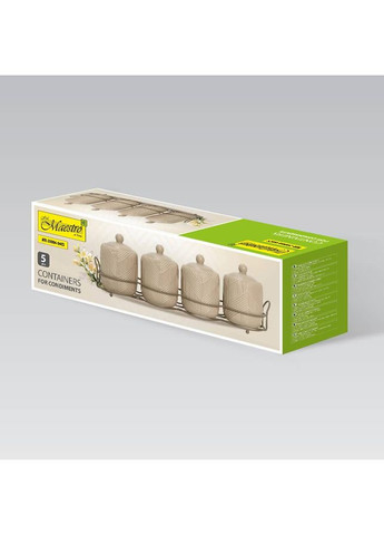 Набор для специй MR-20004-04CS Geometry Beige 4 керамические баночки с подставкой Maestro (362459186)