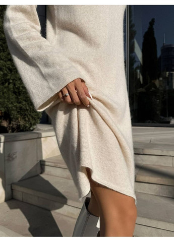 Бежева повсякденний, кежуал преміум сукня з ангори та шерсті 💎💎💎 сукня светр Україна однотонна