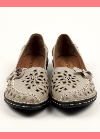 Evromoda Балетки перфорированные кожа бежевый з натуральная кожа, турция — лето (301905622)