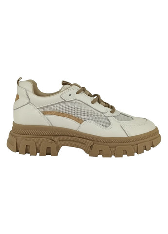 Белые всесезонные женские кроссовки бело-бежевые кожаные l-11-10r 23 см(р) Lonza