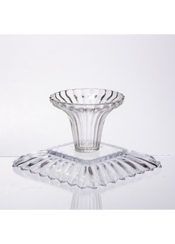 Тортівниця скляна квадратна на ніжці, прозора підставка для торта, десертів, сервірування столу 16×16 см 64486-16 Yiwu (370801406)