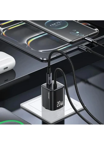 Зарядное устройство USAMS US-CC261 GaN 20W 2USB-C черный ABS 34x34x58 мм No Brand (402060991)