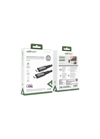 Дата кабель USB-C to USB-C 1.0m USB 4.0 240W audio/video black-grey (6974316282631) Acefast (392743789)