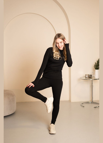 Костюм женский турецкий рубчик на флисе черного цвета, No Brand 7035 (316703285)