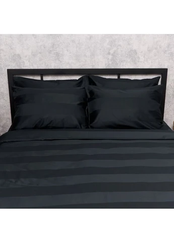 Комплект постільної білизни Satin Stripe двоспальний 175х210 наволочки 2х40х60 (MS-820016945) Moon&Star Deep Black (400231358)