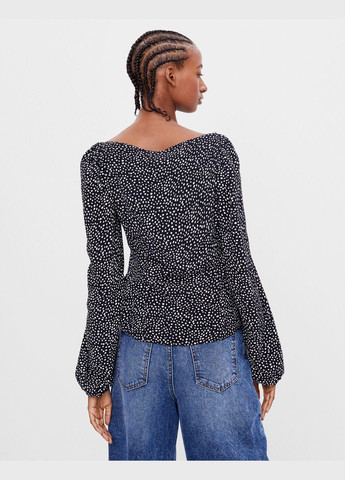 Чорна блуза демісезон,чорний в візерунки, Bershka