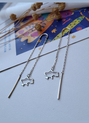 Срібні сережки-ланцюжка протяжки Моя Україна 2008/1 No Brand (306742667)