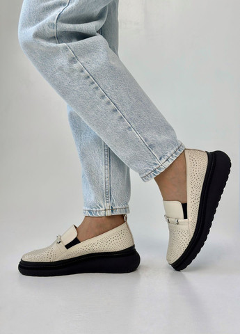 Evromoda Туфли женские кожаные на платформе светло-бежевый з, турция — демисезон (301012665)