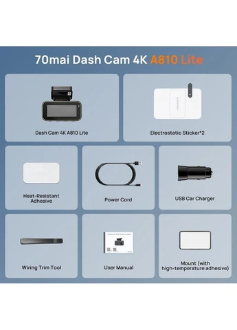 Автомобільний відеореєстратор Dash Cam 4K A810 Lite [164711] 70Mai (401540069)