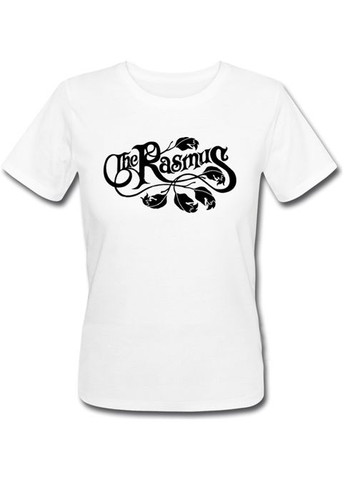 Черная летняя женская футболка the rasmus - leaf logo (белая) Fat Cat