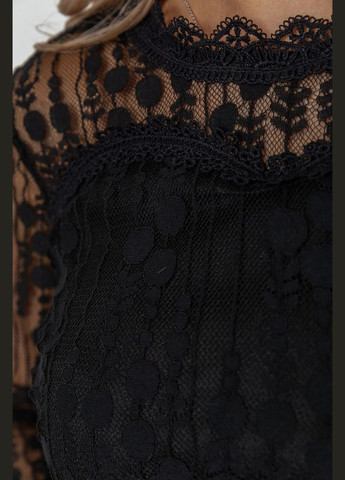 Чёрная блуза женская классическая гипюровая, цвет черный, Ager