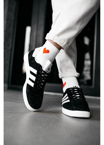 КРОСІВКИ ЖІНОЧІ ADIDAS GAZELLE BLACK WHITE АДІДАС ГАЗЕЛЬ No Brand чорні демісезони (367175027)