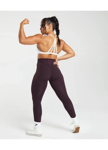 Бордовые демисезонные спортивные леггинсы с завышеной талией Gymshark