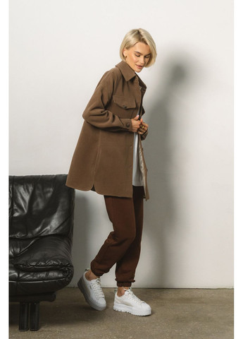 Коричневе демісезонне Коричневе пальто-сорочка із кашеміра Seventeen