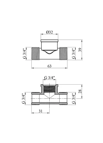 Трійник посилений 3/4" НВН латунний УК0658-В Lexline (322643944)