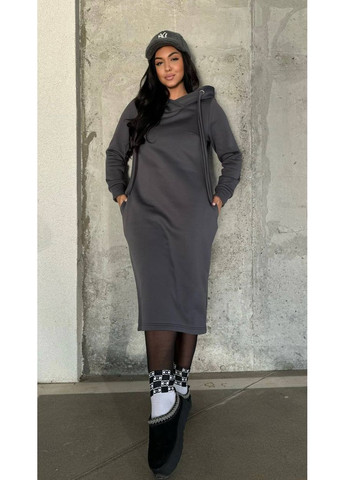 Графитовое женское платье-худы на флисе Osoblyva