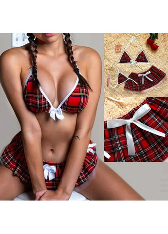 Костюм игровой костюм в клетку красного цвета. Сексуальный костюм школьницы +18, для бдсм China (360866400)