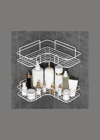 Кутова настінна полка для ванної кімнати з алюмінію на липучці Білого кольору Global Fashion (363028625)