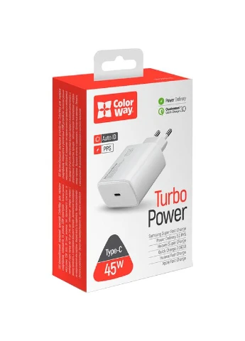 Зарядное устройство Power Delivery Port PPS TypeC (45W) White (CW-CHS034PD-WT) Colorway (307698743)