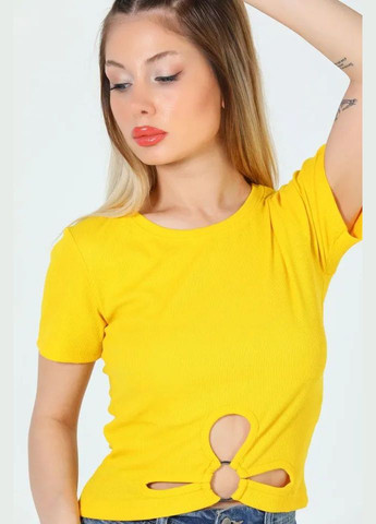 Женская футболка рубчик с желтым цветком. You Best - (302653628)
