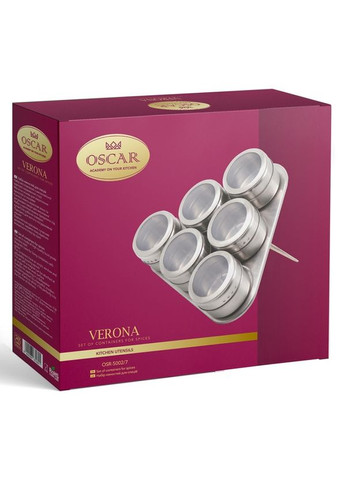 Набір ємностей для спецій Verona 7 предметів на магнітній підставці (OSR-5002/7) Oscar (296196117)