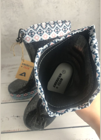 Черные резиновые сапоги детские для девочки черный (507) American Club На завязках