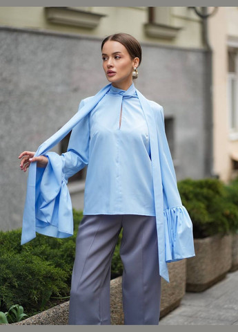 Голубая блуза в стиле бохо с воланами Україна