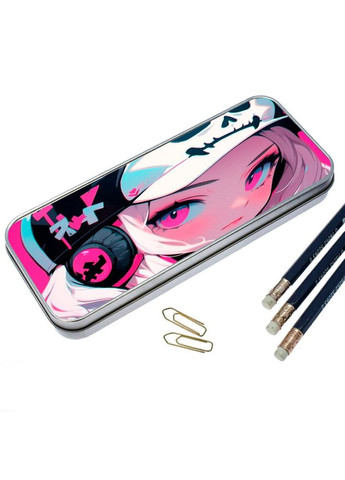 Пенал шкільний для хлопчика та дівчинки металевий дівчина арт #06 7*18 см Silver No Brand (309160856)