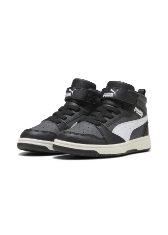Черные спортивные осенние детские кроссовки rebound v6 mid sneakers kids Puma