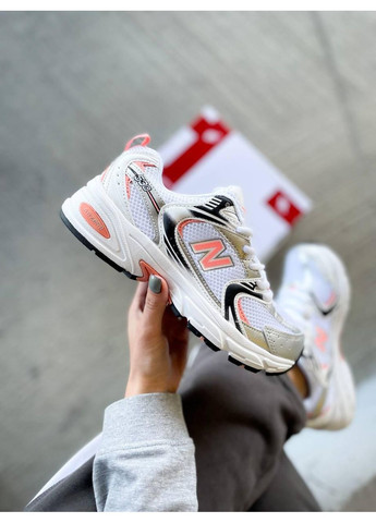 Білі Осінні кросівки чоловічі new balance 530 white silver orange нью беланс 530 No Brand