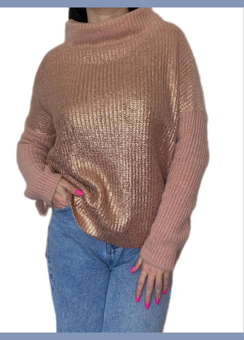 Пудровый демисезонный свитер с золотом Wool & Cashmere
