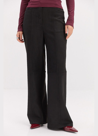 Замшевые женские брюки черные с декоративными швами Arjen (314901626)