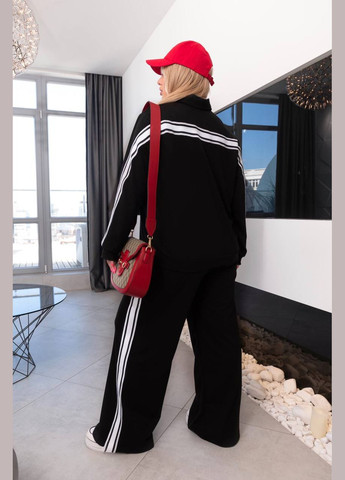 Женский спортивный костюм цвет черный с белой полоской р.50/54 454638 New Trend (290111544)